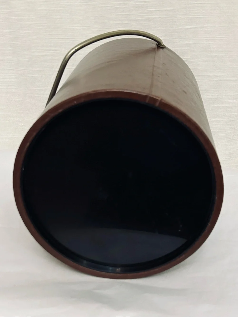 Vintage Large Faux Leather Mid-Century Modern Ice‎ Bucket